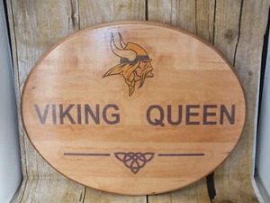 VIKING QUEEN Vikings Custom Wood Sign Minnesota Vintage - Picture 1 of 6