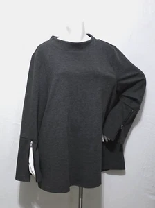 Soft Surroundings 2X Tunic Top Shirt Knit Gray Zipper Bell Sleeves Pullover - Picture 1 of 7