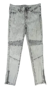 Pantalones de mezclilla para mujer LIFE & STYLE pierna ajustada desgastados lavado ácido puños con cremallera talla 14 - Imagen 1 de 16