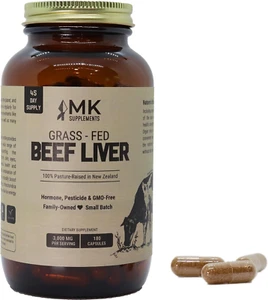 MK Supplements – Grass Fed Beef Liver 3000 Mg, Freeze-Dried Beef Liver Capsules, - Picture 1 of 11