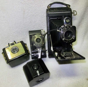 FOUR Vintage KODAK Cameras-Vest Pocket, 1A Autographic Jr, Bullet & Baby Brownie - Picture 1 of 12