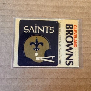 1972 Fleer Cloth Patch Vintage Stickers - New Orleans Saints Browns Unpeeled - Picture 1 of 2