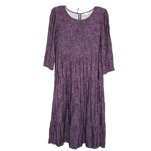 J Jill Stufenkleid MP Medium Petite Paisley Blumen Lila Cottagecore Prairie - Bild 1 von 6