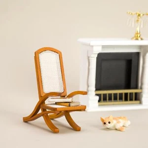 1/12 Scale Dollhouse Wooden Wicker Chair Dollshouse Furniture Accessories Tiny - Picture 1 of 11