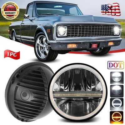 DOT 7inch Round Led Headlight Hi-Lo Beam for Chevy C10 C20 C30 G10 G20 K10 Truck - Image 1 of 4