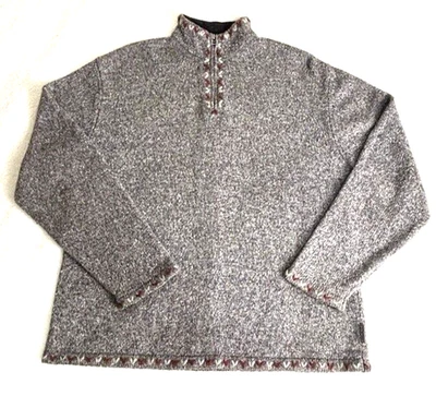 Pullover tejido de colección Woolrich gris jaspeado carbón manga larga 1/4 cremallera L Foto 1 de 4