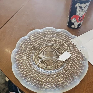 Anchor Hocking VNTG gorgeous opalescent hobnail moonstone serving platter 10.5" - Picture 1 of 2