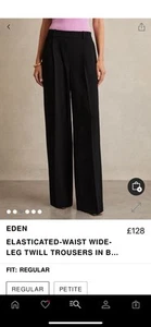 Reiss Eden Black Wide Leg Trousers 14R Worn Once - Picture 1 of 5