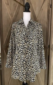 Foxcroft Damen Gr. 10 Animal Print faltenfrei Knopfleiste Shirt Grunge - Bild 1 von 12