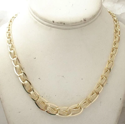 Technibond Graduated Twisted Oval Link Necklace 14K Yellow Gold Plated Silver — 第 1/4 张图片