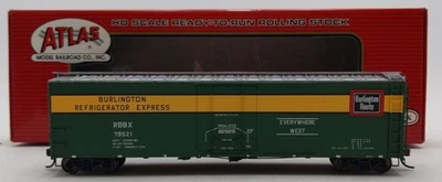 Atlas 20001365 HO Burlington Refrigerator Express 50' Plug Door Boxcar #79521 LN - Image 1 of 4