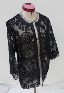 LIZ JORDAN Black Lace JACKET Size S Aus 12 NWT Sheer Evening Cocktail Event - Imagen 1 de 6