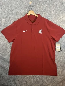 Washington State Cougars Football Nike Dri-Fit Polo Shirt Crimson Men’s 2XL NEW - Picture 1 of 11
