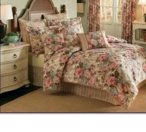 8pc Set CROSCILL Floral Garden Full Queen Comforter Shams Skirt Toss Pillows - Picture 1 of 9