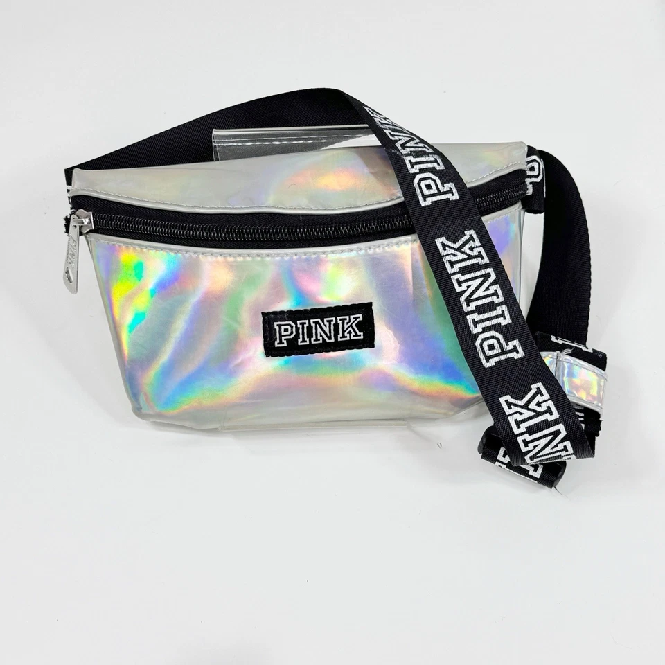 Riñonera holográfica iridiscente rosa de Victoria’s Secret plateada Foto 1 de 4