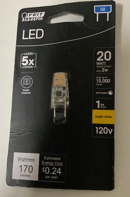 🌿 Feit Electric LED Bulb 20W 120V 170 Lumens G8 3000K Bright White🆕 As Shown - Image 1 of 2