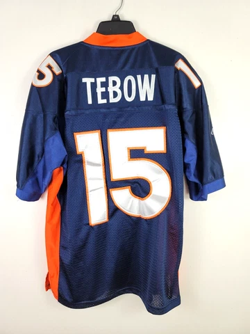 Tim TEBOW Denver BRONCOS jersey #15 Size 52 Blue NFL Reebok Polyester STITCHED Cover