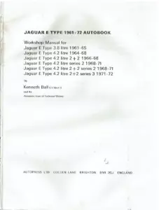 JAGUAR E-TYPE S1 S2 3.8 4.2 COUPE 2+2 ROADSTER (1961-72) OWNERS WORKSHOP MANUAL - Picture 1 of 1