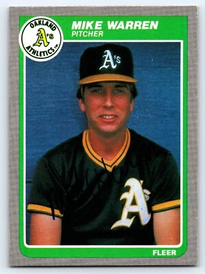 1985 Fleer Mike Warren #435 Autograph / Signed in person Oakland A's - Image 1 of 2