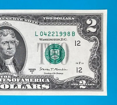 April 22, 1998 : L 04221998 B BIRTHDAY Note $2 Two Dollar Bill *UNC* - Image 1 of 3