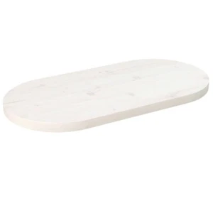 Tischplatte Weiß 60x30x2,5 cm Massivholz Kiefer Oval - Bild 1 von 7