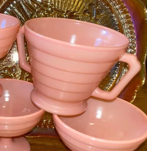 Hazel-Atlas Moderntone Pink Sherbet 2 Handled Bowl Sugar Dish Vintage - Picture 1 of 4