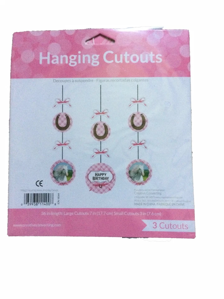HEART MY HORSE HANGING CUTOUT DECORATIONS ~ Pink Birthday Party Supplies Pony - Image 1 of 1