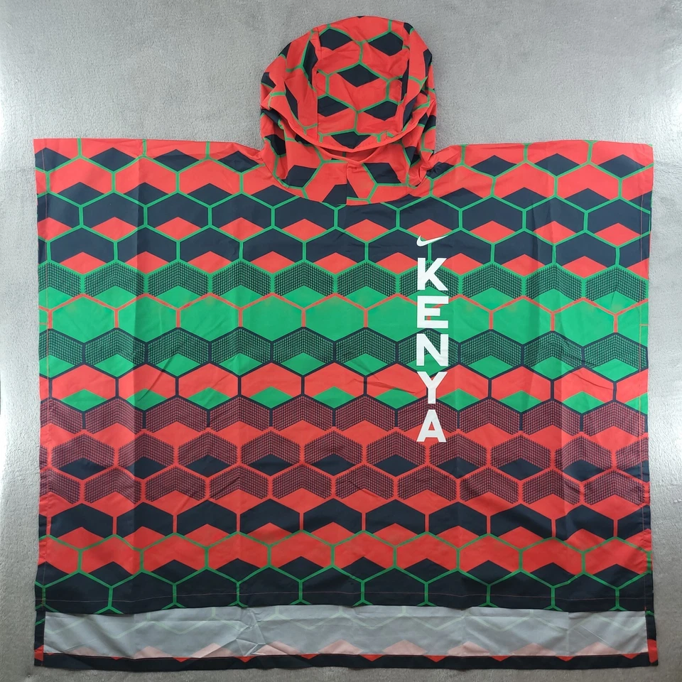 Nike Jacket Mens Small Medium Red Team Kenya Marathon Running Geometric Poncho - Image 1 of 4