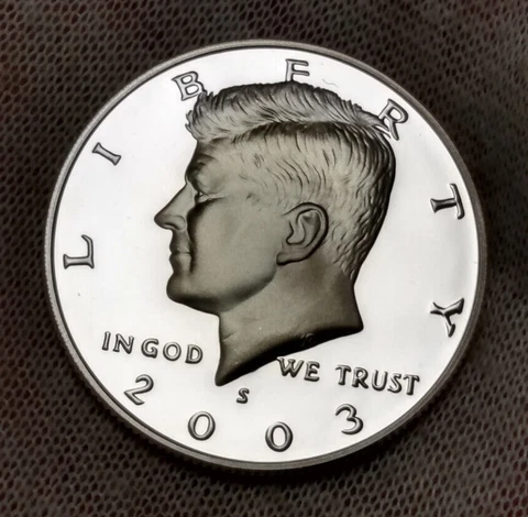 2003-S Kennedy Half Dollar Proof - 90% Silver $0.50 Coin - US JFK 50 Cents Cover