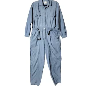 Chaus Sport Womens Overall Jumpsuit Sz L Long Sleeve Button & Belted Blue VTG - Picture 1 of 16
