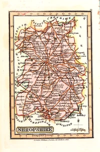 SHROPSHIRE, Darton Hand Coloured Original Miniature Antique County Map c 1822 - Picture 1 of 1