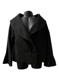 Thalian Xtact Damen Jacke schwarz Wollmischung Türkei M Glockenärmel breiter Kragen - Bild 1 von 9