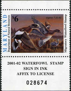 MARYLAND #28 2001 STATE DUCK STAMP WIDGEONS by Wilhelm Goebel - Imagen 1 de 1