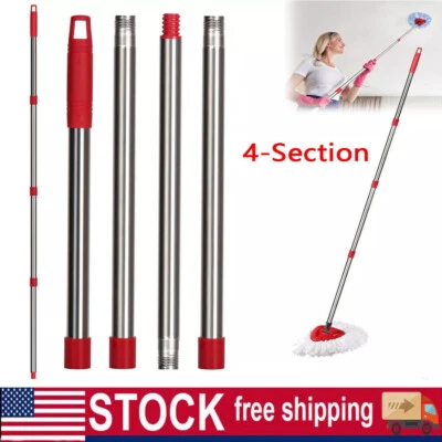 4-Section Spin Stainless Mop Steel Pole Handle For O-Cedar Easywring RinseClean - Image 1 of 4