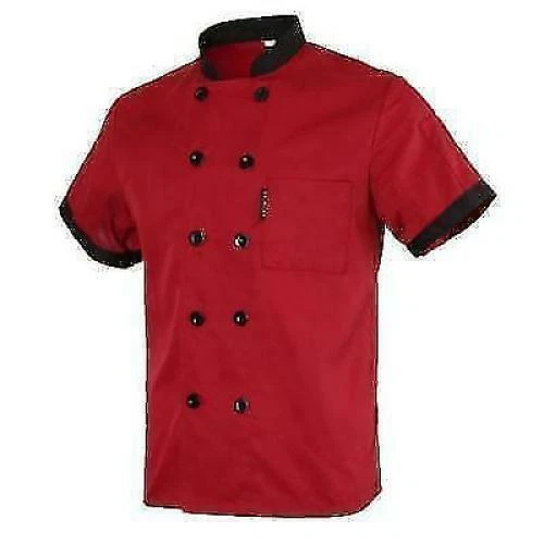Unisex Chef Jacket Coat Restaurant Hotel Work Uniform Short Mesh Sleeves - Image 1 of 1