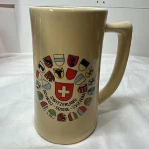 Vintage Switzerland Beer 6 " 1/8 Tall Mug/Stein Shields Of Country Marked U.S.A - Picture 1 of 9