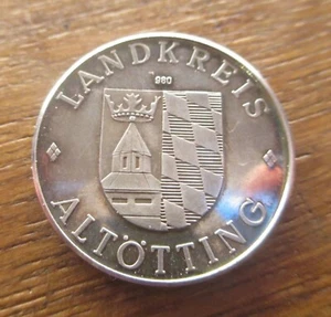 .980 Silber Medaille Landkreis Altötting Stadtwappen - Bild 1 von 2