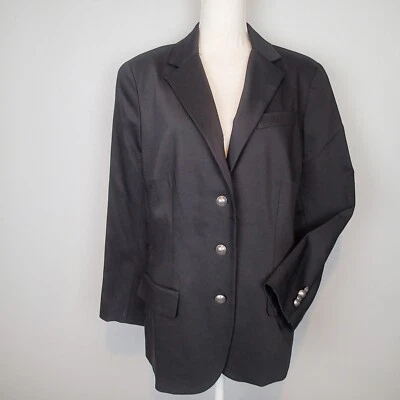Chaps Mujer Negro Blazer Chaqueta Mezcla Algodón Botones Plateados Talla 16w Foto 1 de 4