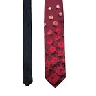 Pavone 100% silk tie red black roses peacock lining hand made 3.5" x 60"
