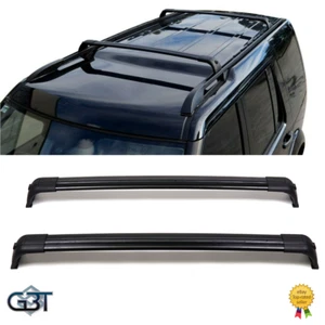 FOR LAND ROVER DISCOVERY 3 & 4 BLACK CROSS BARS RAILS ROOF RACK WITH LOCK UK - Picture 1 of 12