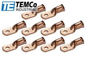 10 Lot 1 AWG 1/4" Hole Ring Terminal Lug Bare Copper Uninsulated Gauge - Imagen 1 de 7