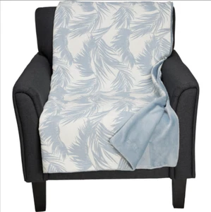 Tommy Bahama Blue River Canyon Palms Muslin Throw Blanket Tropical Plush Back - Picture 1 of 6