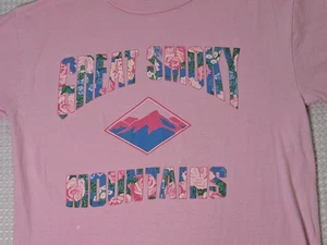 Vintage Great Smoky Mountains Souvenir Pink T-shirt Size L One Size Gurney USA - Picture 1 of 10