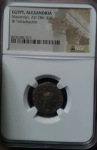 Maximian AD 286-310. Egitto Alessandria. BI Tetradracma. Certificato NGC - Foto 1 di 2