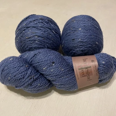 Шерстяная/донегальная пряжа 3 мотка. Пряжа Blue Homestead Tweed Plymouth 100 г - Изображение 1 из 3