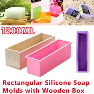 Wood Loaf Soap Moulds with Silicone Mold Cake Making Wooden Box For 1.2kg soap - Picture 1 of 18