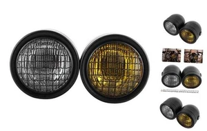 - Motorcycle Headlamp,8.2in Retro Headlight Headlamp Round Dual Lamps Yellow - Picture 1 of 7