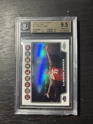 2008-09 Topps Chrome Refractor Lebron James #23 BGS 9.5 Rare "Chalk Toss"  - Image 1 of 2