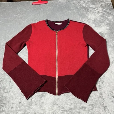 De colección Y2K Melinda Zoller Lana Merino Manga Larga Cremallera Top Manga Campana Talla 1 Pequeña Foto 1 de 4