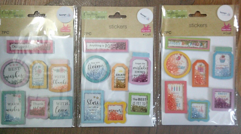 NUEVO PAQUETE DE 3 pegatinas dimensionales para álbumes de recortes FELIZ CUMPLEAÑOS FELICIDADES Foto 1 de 1